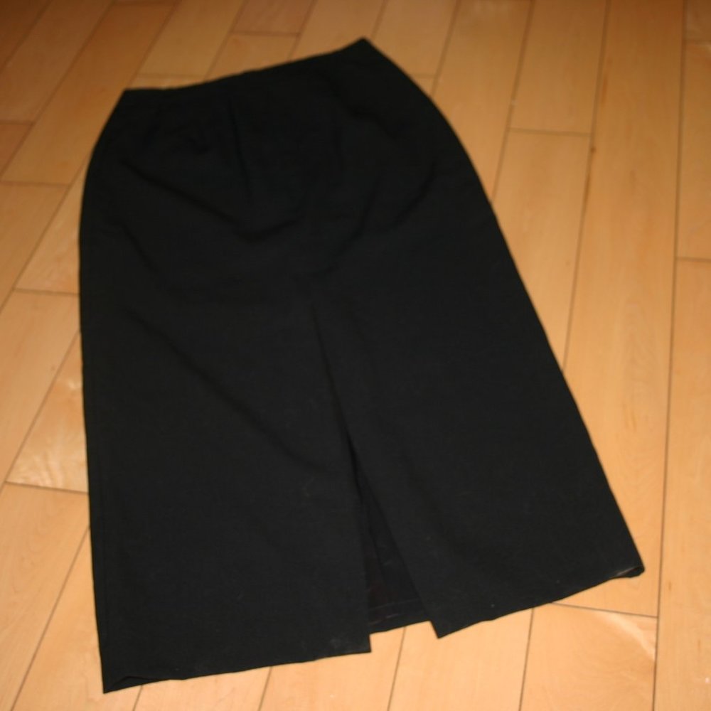 Ann Taylor Black 100% Wool Maxi Skirt Size 8 Front Slit Never Worn